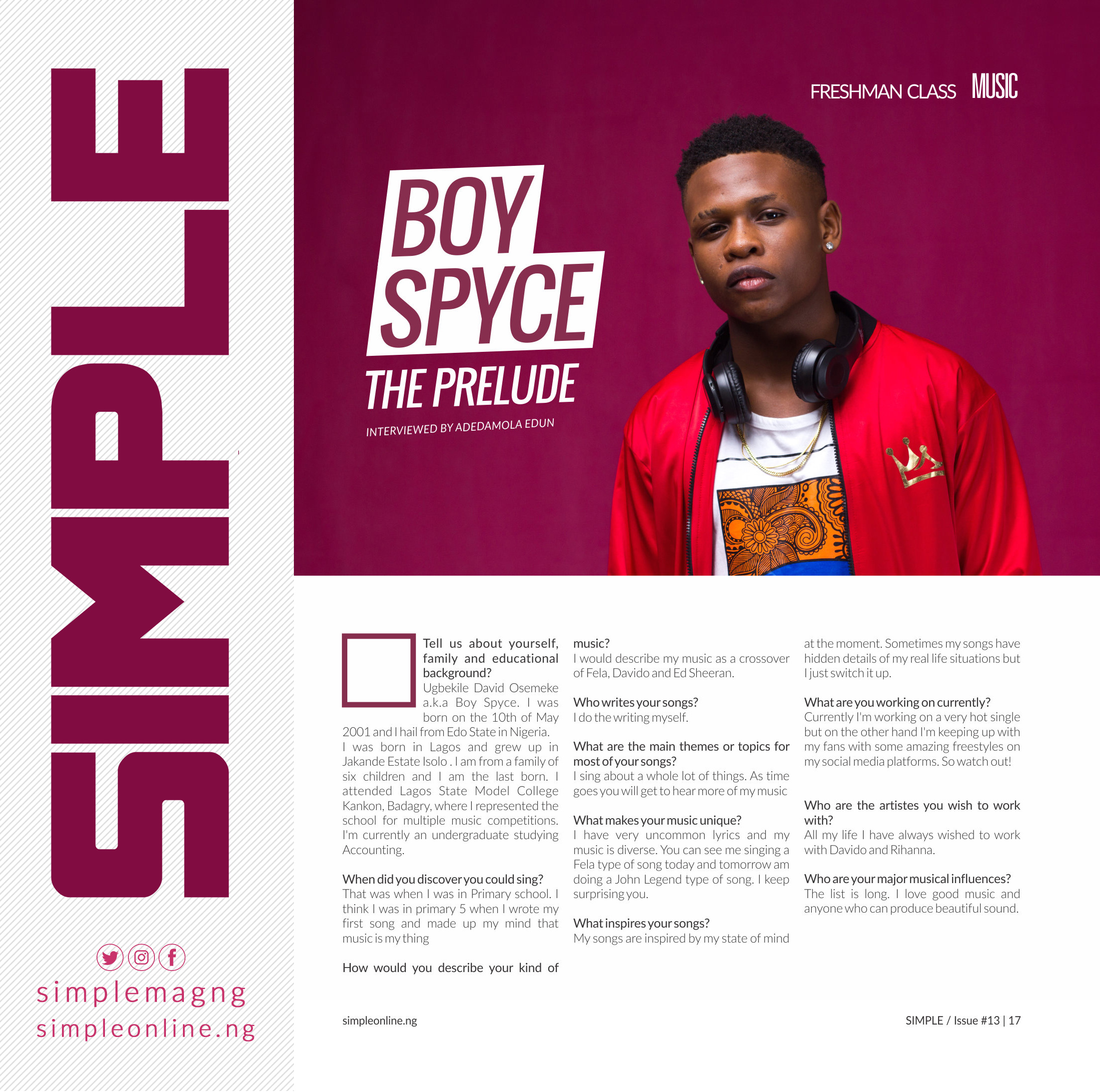 BOY SPYCE – THE PRELUDE - Simple Online